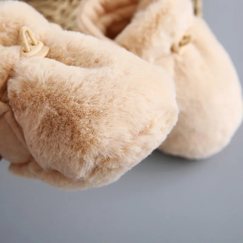 Winter Plush Baby Booties Newborn Reversible Organic Cotton Fleece First Walkers Unisex Infant Soft Cloth Shoes 0-12M