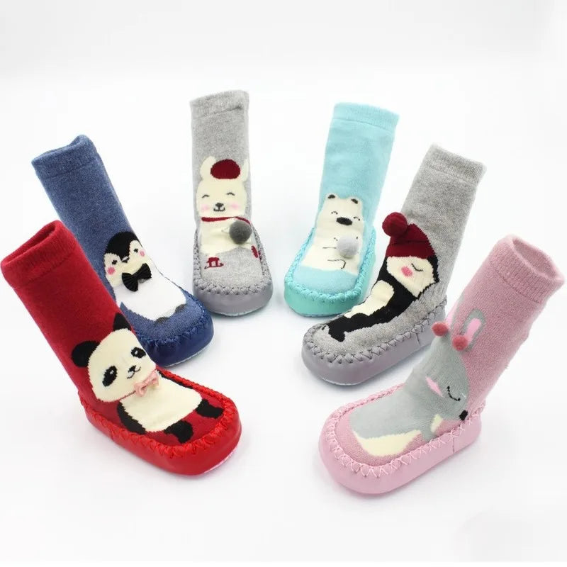 Toddler Indoor Sock Shoes Newborn Baby Socks Winter Thick Terry Cotton Baby Girl Sock with Rubber Soles Infant Animal Funny Sock
