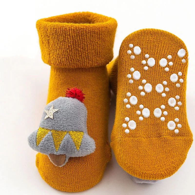 Baby Winter Deer Christmas Socks Infant Cotton Anti Slip Warmer Sock Shoes Red Santa Claus Stocking Clothes for Toddler Newborn