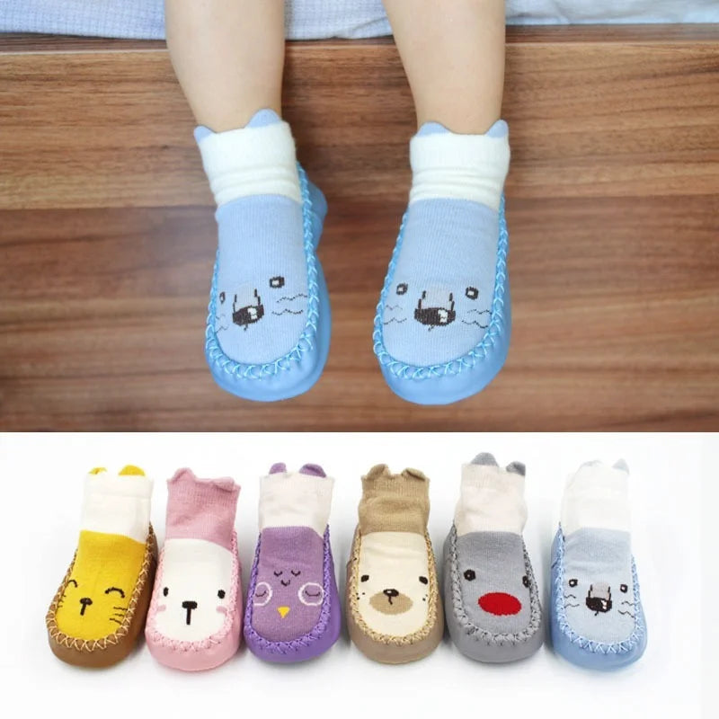 Toddler Indoor Sock Shoes Newborn Baby Socks Winter Thick Terry Cotton Baby Girl Sock with Rubber Soles Infant Animal Funny Sock