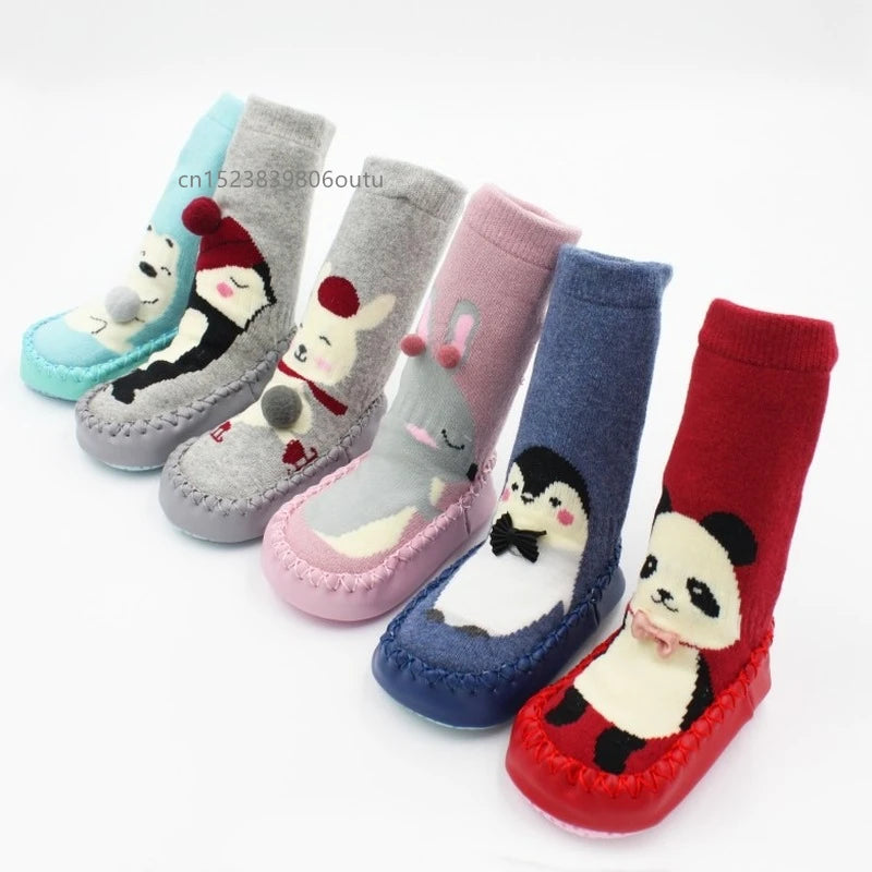 Toddler Indoor Sock Shoes Newborn Baby Socks Winter Thick Terry Cotton Baby Girl Sock with Rubber Soles Infant Animal Funny Sock