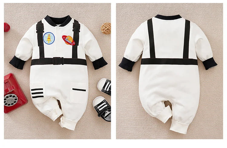Spring And Autumn Boys And Girls Cute Astronaut Dress Up Role Playing Cotton Comfortable Long Sleeve Baby Bodysuit