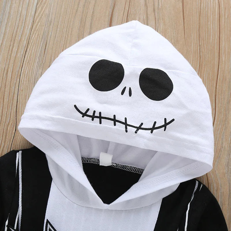 Baby Costume 1 Year Halloween Clothes Toddler Boy Black Hoodies Jumpsuit Child Horror Bat Skull Costumes Babies Rompers 3-18M