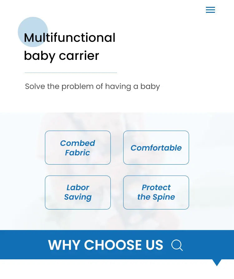 PANGDUBE Baby Carrier Kangaroo Baby Sling Ergonomic 4 in 1 Newborn Carrier Baby Wrap for Outdoor Infant Carrier for Baby