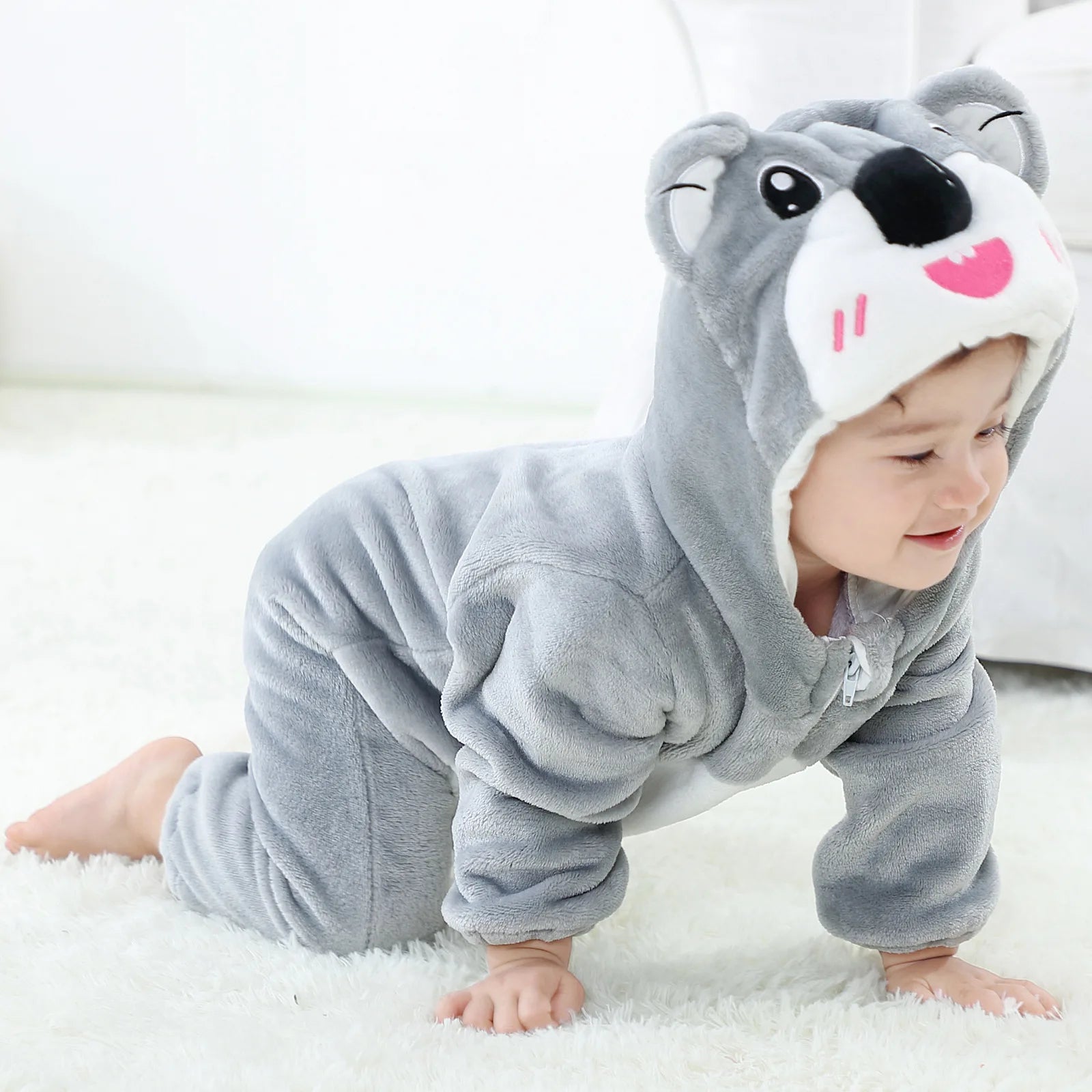 Baby Rompers Winter Flannel Animals Costume Toddler Infant Clothes Kids One-pieces Cosplay Jumpsuits Jumpers Grows Roupa Bebe