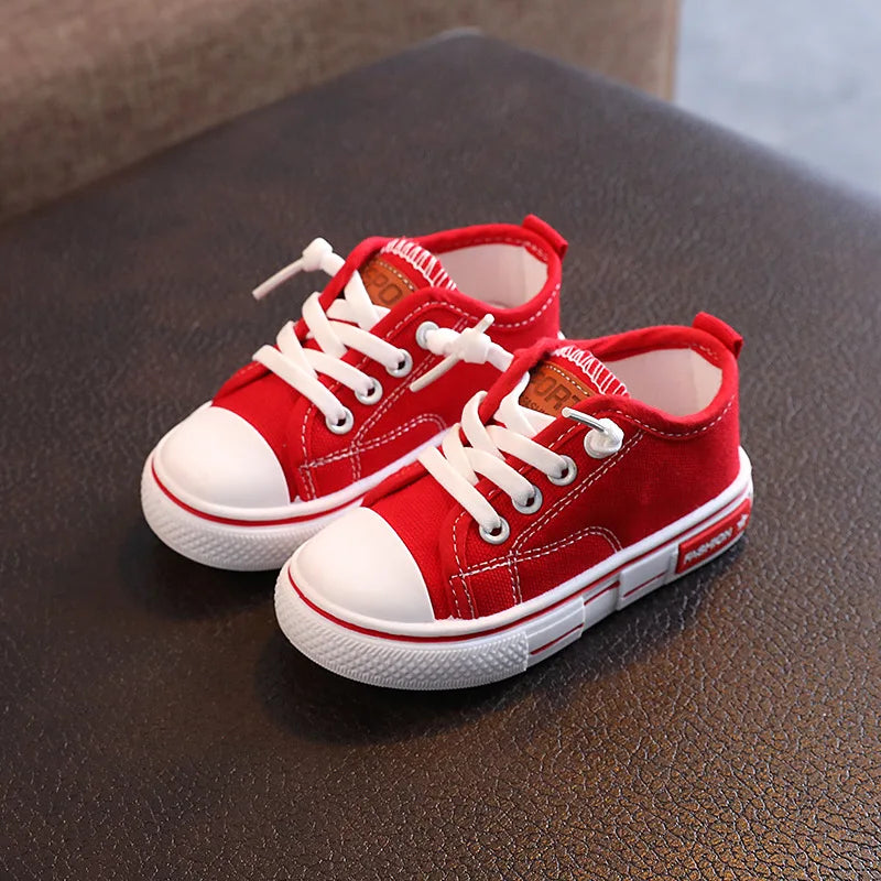 2022 Spring New Kids Canvas Shoes for Boys Solid Red Light School Casual Shoes Girls Non-slip Fashion Children Unisex Sneakers