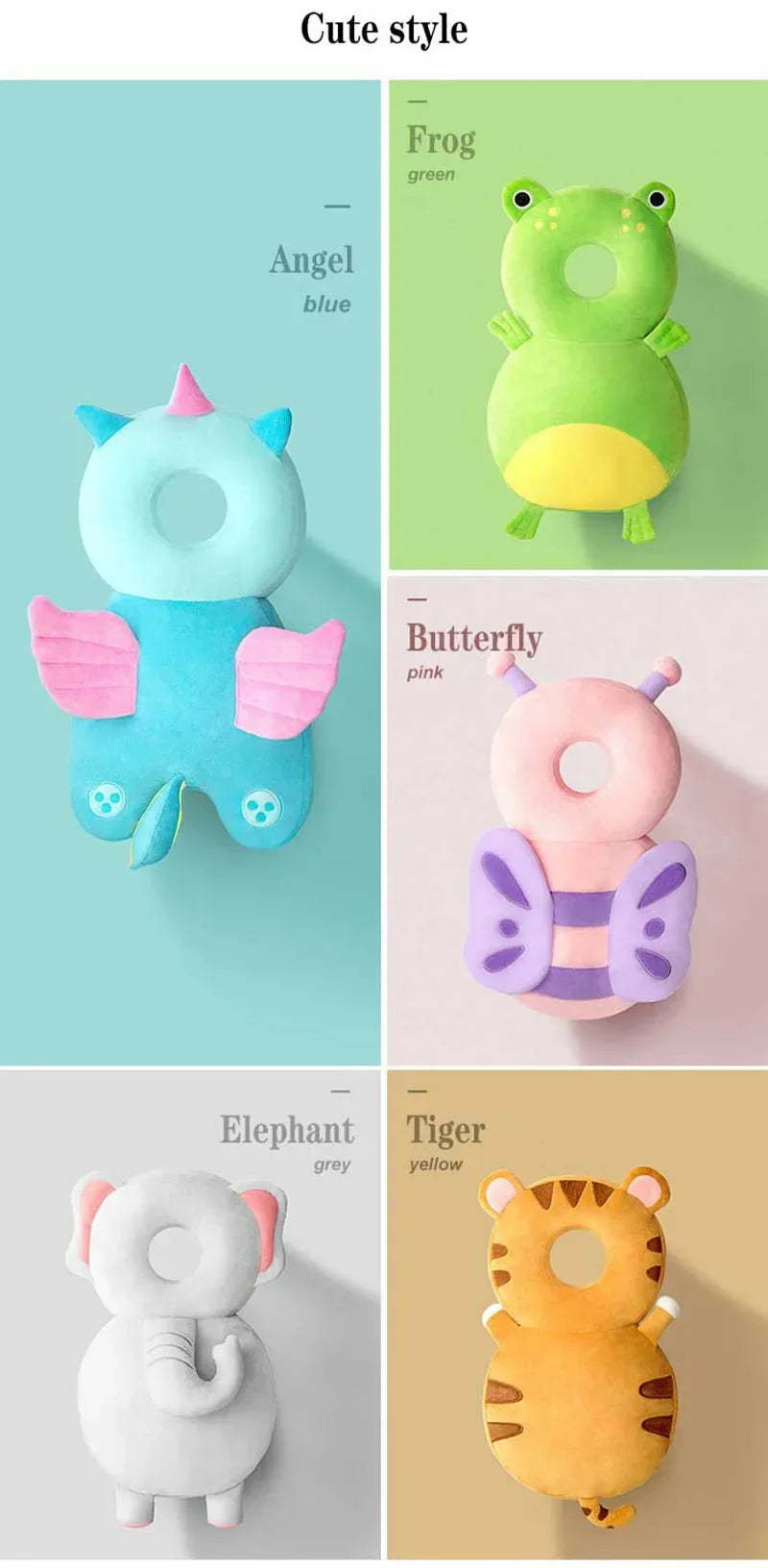 Baby Head Fall Protection Pad Cushion Cartoon Soft Security Pillows Backpack Newborn Headrest Security Pillows Backpack Toddler