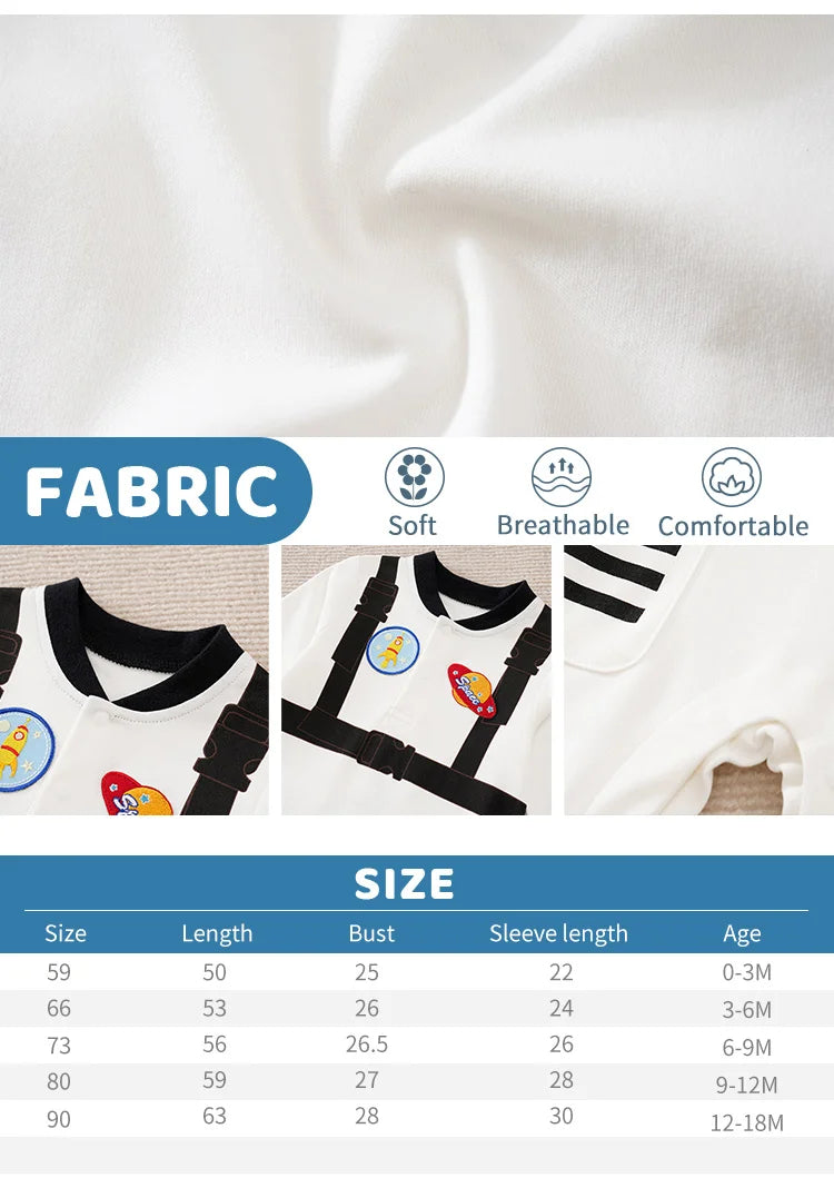 Spring And Autumn Boys And Girls Cute Astronaut Dress Up Role Playing Cotton Comfortable Long Sleeve Baby Bodysuit