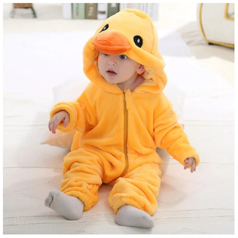 Baby Rompers Winter Flannel Animals Costume Toddler Infant Clothes Kids One-pieces Cosplay Jumpsuits Jumpers Grows Roupa Bebe