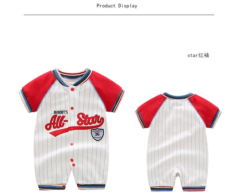 Summer Style Newborn Baby Boy Girl Cute Cartoon Toy Car All Printed Comfortable Short Sleeved Jumpsuit Made Of Pure