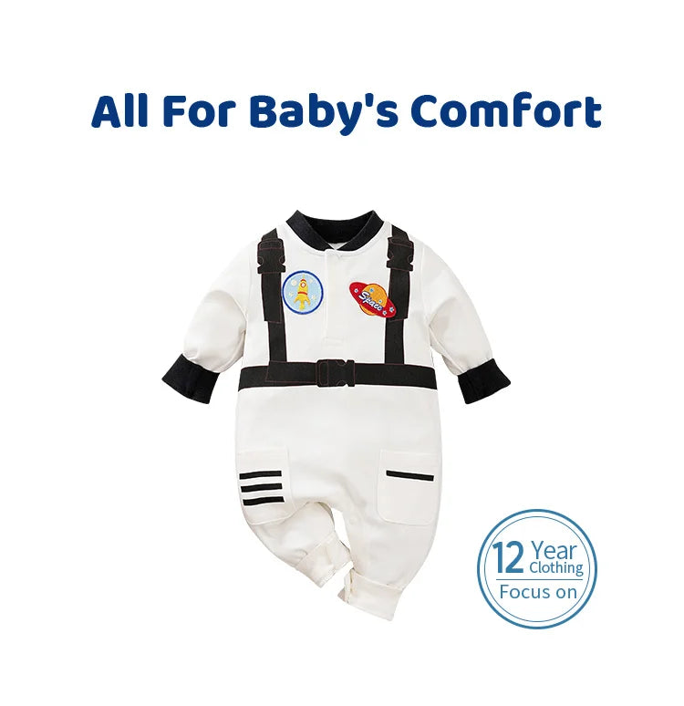 Spring And Autumn Boys And Girls Cute Astronaut Dress Up Role Playing Cotton Comfortable Long Sleeve Baby Bodysuit