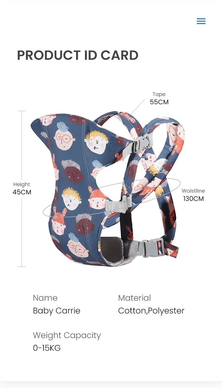 PANGDUBE Baby Carrier Kangaroo Baby Sling Ergonomic 4 in 1 Newborn Carrier Baby Wrap for Outdoor Infant Carrier for Baby